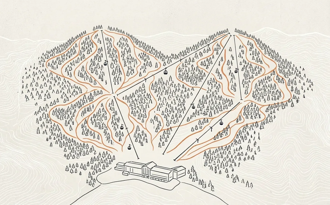 Kiroro Resort piste map — runs, lifts, onsen, village