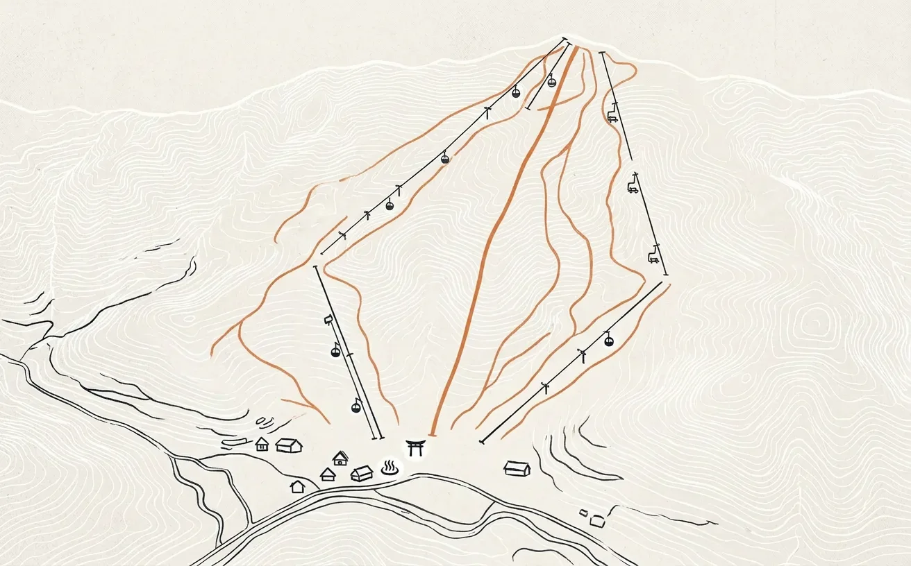 Myoko Suginohara piste map — runs, lifts, onsen, village